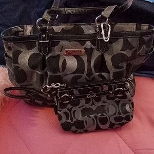 Coach handbag and matching clutch